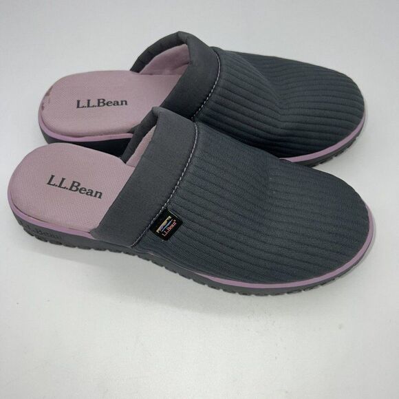 LL Bean AIRLIGHT Gray/Purple Round Toe Mule Slipper Scuffs Women’s Size 7 M - Picture 1 of 6